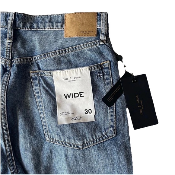 NWT Rag & Bone Featherweight Andi High Waist Ankle Wide Leg Jeans 30 - Picture 6 of 10